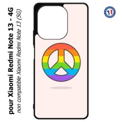 Coque pour Xiaomi Redmi Note 13-4G Peace and Love LGBT - couleur arc en ciel