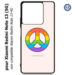 Coque pour Xiaomi Redmi Note 13 (5G) Peace and Love LGBT - couleur arc en ciel