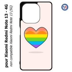 Coque pour Xiaomi Redmi Note 13-4G Rainbow hearth LGBT - couleur arc en ciel Coeur LGBT