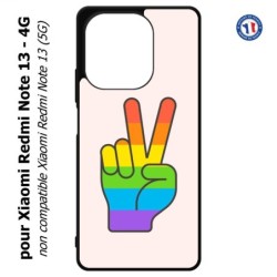 Coque pour Xiaomi Redmi Note 13-4G Rainbow Peace LGBT - couleur arc en ciel Main Victoire Paix LGBT