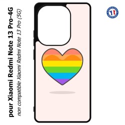 Coque pour Xiaomi Redmi Note 13 Pro-4G Rainbow hearth LGBT - couleur arc en ciel Coeur LGBT