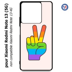 Coque pour Xiaomi Redmi Note 13 (5G) Rainbow Peace LGBT - couleur arc en ciel Main Victoire Paix LGBT