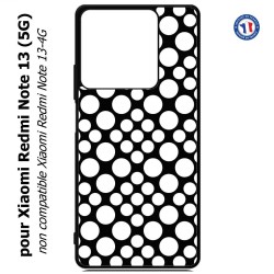 Coque pour Xiaomi Redmi Note 13 (5G) motif géométrique pattern N et B ronds blancs sur noir