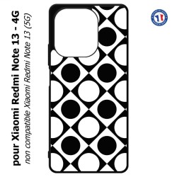 Coque pour Xiaomi Redmi Note 13-4G motif géométrique pattern noir et blanc - ronds et carrés