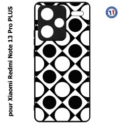 Coque pour Xiaomi Redmi Note 13 Pro PLUS motif géométrique pattern noir et blanc - ronds et carrés
