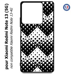 Coque pour Xiaomi Redmi Note 13 (5G) motif géométrique pattern noir et blanc - ronds carrés noirs blancs