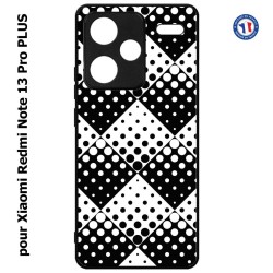 Coque pour Xiaomi Redmi Note 13 Pro PLUS motif géométrique pattern noir et blanc - ronds carrés noirs blancs