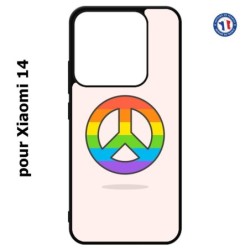 Coque pour Xiaomi 14 Peace and Love LGBT - couleur arc en ciel