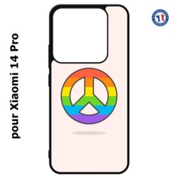Coque pour Xiaomi 14 Pro Peace and Love LGBT - couleur arc en ciel