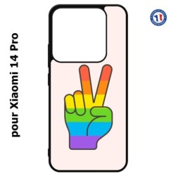 Coque pour Xiaomi 14 Pro Rainbow Peace LGBT - couleur arc en ciel Main Victoire Paix LGBT