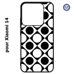 Coque pour Xiaomi 14 motif géométrique pattern noir et blanc - ronds et carrés