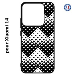 Coque pour Xiaomi 14 motif géométrique pattern noir et blanc - ronds carrés noirs blancs