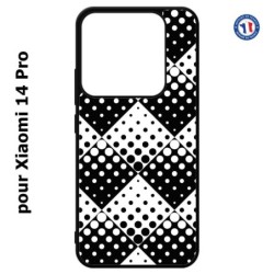Coque pour Xiaomi 14 Pro motif géométrique pattern noir et blanc - ronds carrés noirs blancs