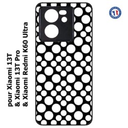 Coque pour Xiaomi Redmi K60 Ultra motif géométrique pattern N et B ronds blancs sur noir