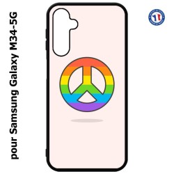 Coque pour Samsung Galaxy M34 5G Peace and Love LGBT - couleur arc en ciel
