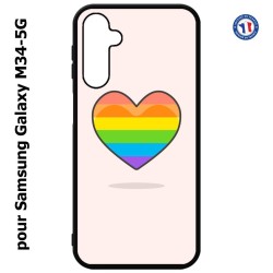 Coque pour Samsung Galaxy M34 5G Rainbow hearth LGBT - couleur arc en ciel Coeur LGBT