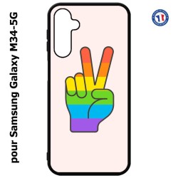 Coque pour Samsung Galaxy M34 5G Rainbow Peace LGBT - couleur arc en ciel Main Victoire Paix LGBT