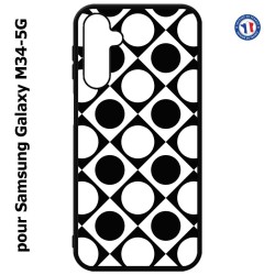 Coque pour Samsung Galaxy M34 5G motif géométrique pattern noir et blanc - ronds et carrés