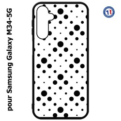 Coque pour Samsung Galaxy M34 5G motif géométrique pattern noir et blanc - ronds noirs sur fond blanc