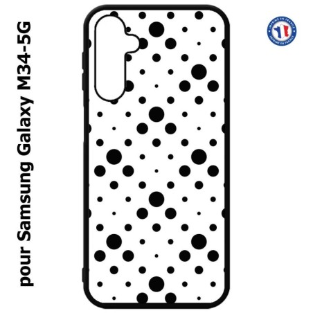 Coque pour Samsung Galaxy M34 5G motif géométrique pattern noir et blanc - ronds noirs sur fond blanc