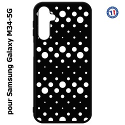 Coque pour Samsung Galaxy M34 5G motif géométrique pattern N et B ronds noir sur blanc