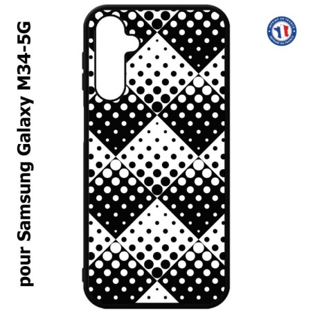 Coque pour Samsung Galaxy M34 5G motif géométrique pattern noir et blanc - ronds carrés noirs blancs