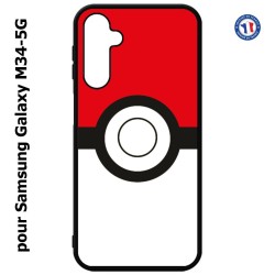 Coque pour Samsung Galaxy M34 5G rond noir sur fond rouge et blanc