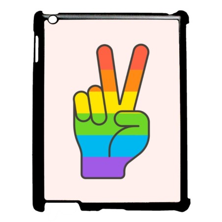 Coque pour IPAD 5 Rainbow Peace LGBT - couleur arc en ciel Main Victoire Paix LGBT
