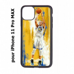 Coque noire pour Iphone 11 PRO MAX Stephen Curry Golden State Warriors Shoot Basket