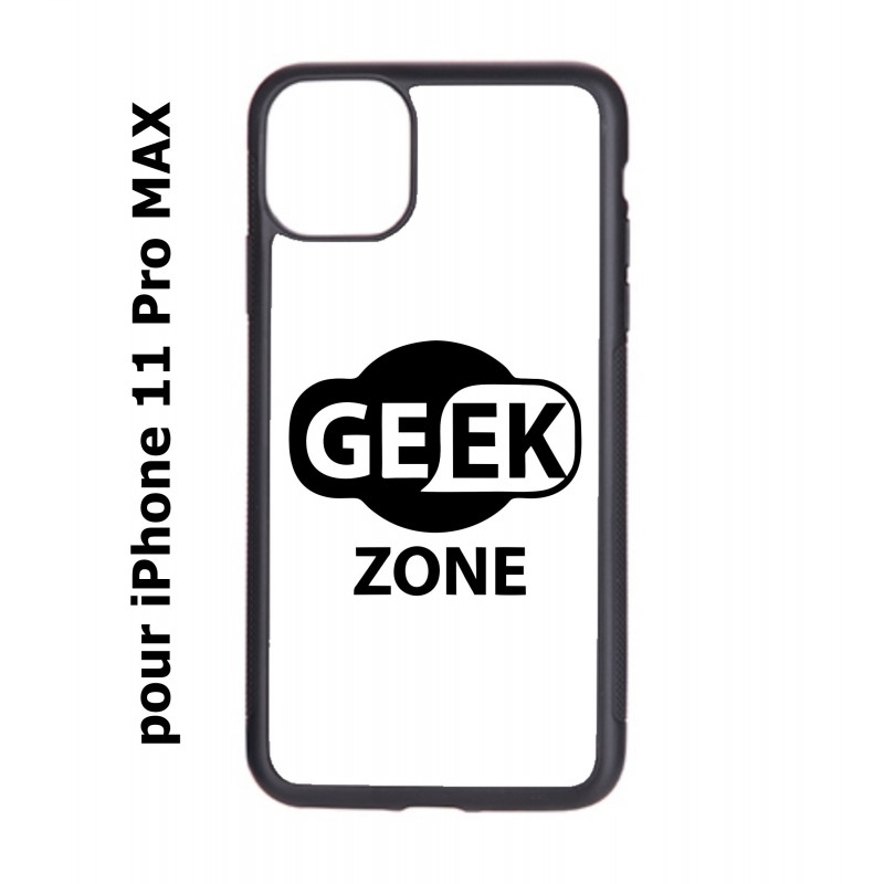 Coque noire pour Iphone 11 PRO MAX Logo Geek Zone noir & blanc