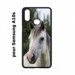 Coque noire pour Samsung Galaxy A10s Coque cheval blanc - tête de cheval