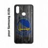 Coque noire pour Samsung Galaxy A10s Stephen Curry emblème Golden State Warriors Basket fond bois