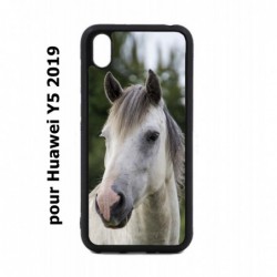 Coque noire pour Huawei Y5 2019 Coque cheval blanc - tête de cheval