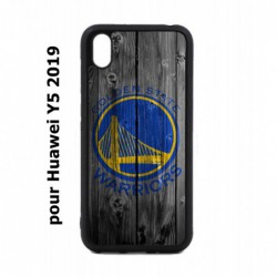 Coque noire pour Huawei Y5 2019 Stephen Curry emblème Golden State Warriors Basket fond bois