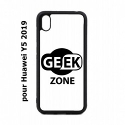 Coque noire pour Huawei Y5 2019 Logo Geek Zone noir & blanc