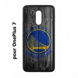 Coque noire pour OnePlus 7 Stephen Curry emblème Golden State Warriors Basket fond bois