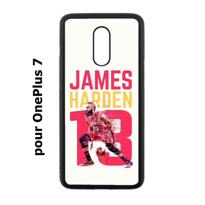 Coque noire pour OnePlus 7 star Basket James Harden 13 Rockets de Houston