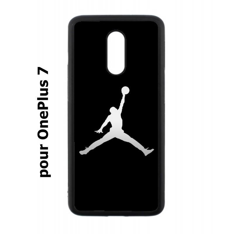 Coque noire pour OnePlus 7 Michael Jordan Fond Noir Chicago Bulls