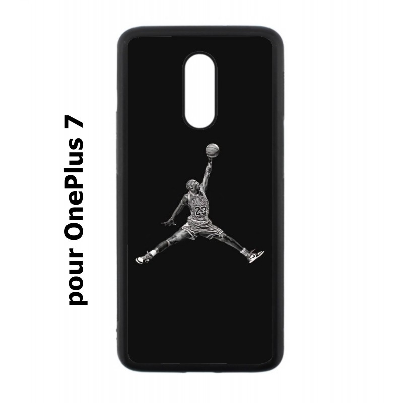 Coque noire pour OnePlus 7 Michael Jordan 23 shoot Chicago Bulls Basket