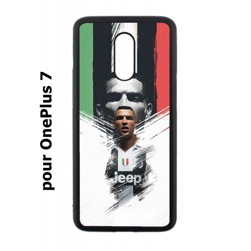 Coque noire pour OnePlus 7 Ronaldo CR7 Juventus Foot
