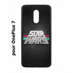 Coque noire pour OnePlus 7 logo Stars Wars fond gris - légende Star Wars