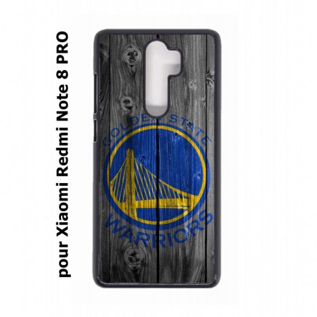 Coque noire pour Xiaomi Redmi Note 8 PRO Stephen Curry emblème Golden State Warriors Basket fond bois