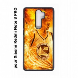 Coque noire pour Xiaomi Redmi Note 8 PRO Stephen Curry Golden State Warriors Basket - Curry en flamme