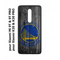 Coque noire pour Xiaomi Mi 9T - Mi 9T PRO - Redmi K20 - K20 PRO Stephen Curry emblème Golden State Warriors Basket fond bois