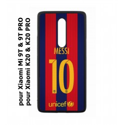 Coque noire pour Xiaomi Mi 9T - Mi 9T PRO - Redmi K20 - K20 PRO maillot 10 Lionel Messi FC Barcelone Foot