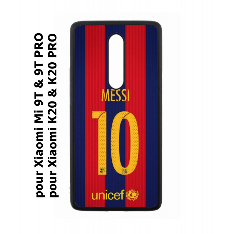 Coque noire pour Xiaomi Mi 9T - Mi 9T PRO - Redmi K20 - K20 PRO maillot 10 Lionel Messi FC Barcelone Foot