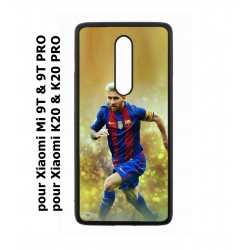 Coque noire pour Xiaomi Mi 9T - Mi 9T PRO - Redmi K20 - K20 PRO Lionel Messi FC Barcelone Foot fond jaune