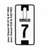 Coque noire pour Xiaomi Mi 9T - Mi 9T PRO - Redmi K20 - K20 PRO Ronaldo CR7 Juventus Foot numéro 7 fond blanc