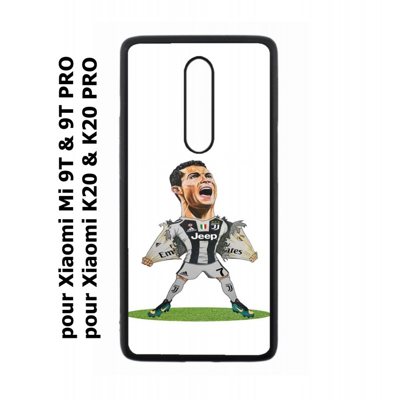 Coque noire pour Xiaomi Mi 9T - Mi 9T PRO - Redmi K20 - K20 PRO Cristiano Ronaldo Juventus Turin Football - Ronaldo super héros