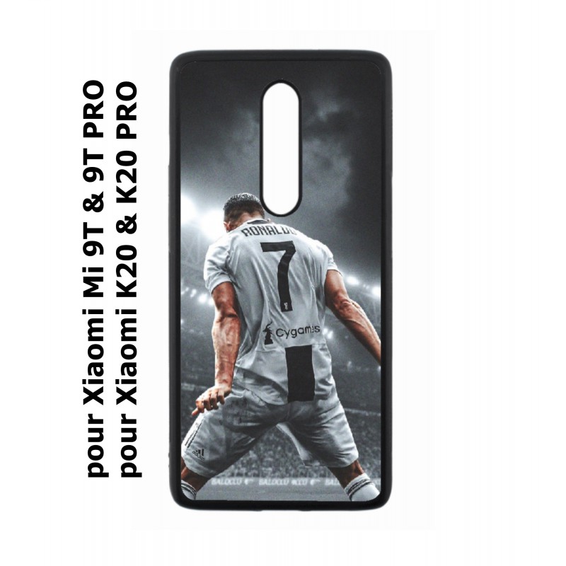 Coque noire pour Xiaomi Mi 9T - Mi 9T PRO - Redmi K20 - K20 PRO Cristiano Ronaldo Juventus Turin Football stade